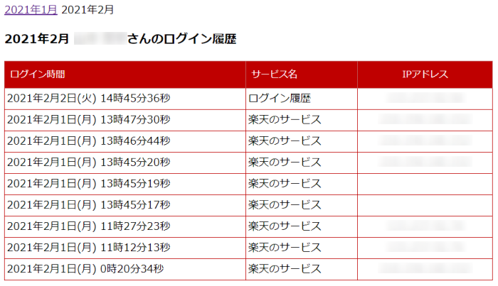 ログイン履歴