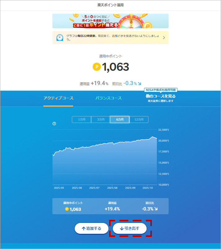 ポイント運用引き出し