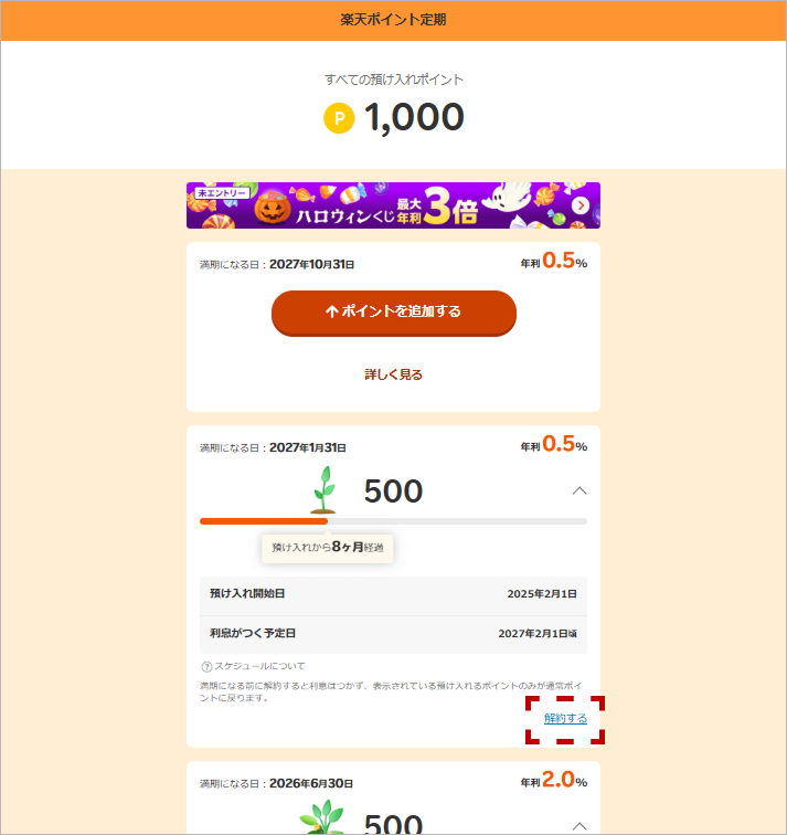 ポイント定期解約