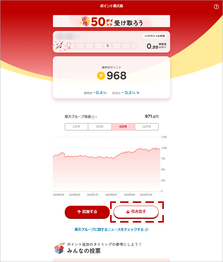 ポイント楽天株引き出し